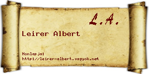 Leirer Albert névjegykártya